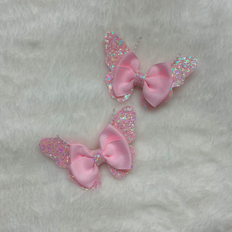 Baby Pink Butterfly Hair Bows