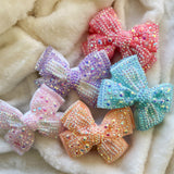 Bejeweled aqua hair bow