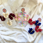Velvet butterflies hair clips ivory & scarlett