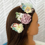 Boho hair clips blue/lilac/white