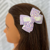 Bejeweled lilac hair bow