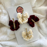 Velvet butterflies hair clips ivory & scarlett