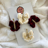 Velvet butterflies hair clips ivory & scarlett