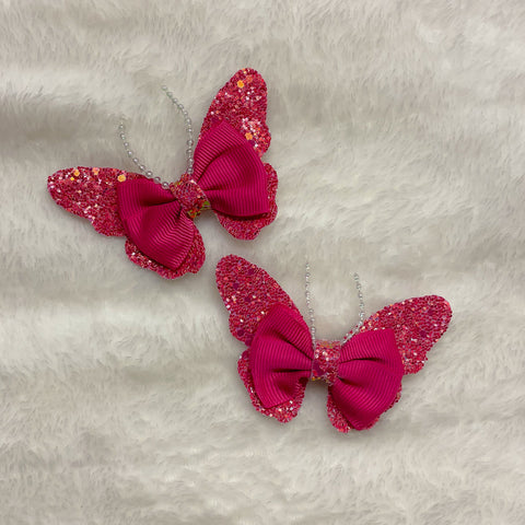 Pretty In Pink Butterfly Hair Bows