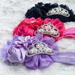 Pink Rhinestone Crown Floral Headband