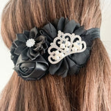 Black Rhinestone Crown Floral Headband