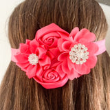 Pink Small Jeweled Flower Headband