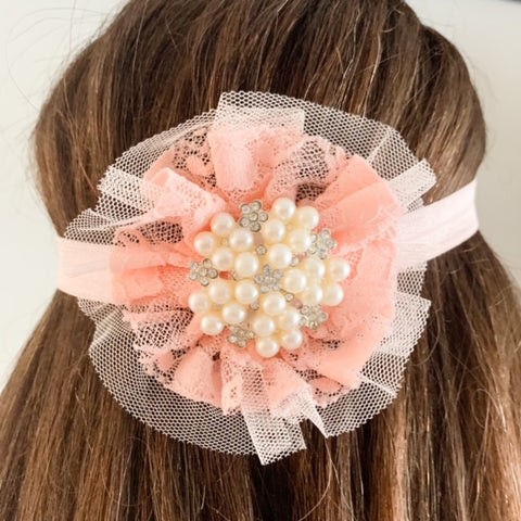 Light Pink Lace Flower Headband